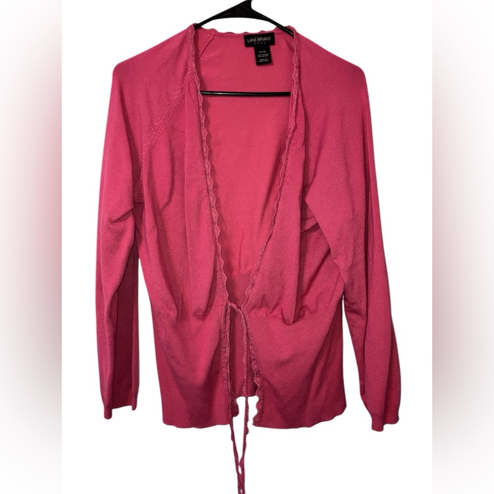 🛍️$2 SALE WHEN BUNDLED| Lane Bryant Pink front tie cardigain